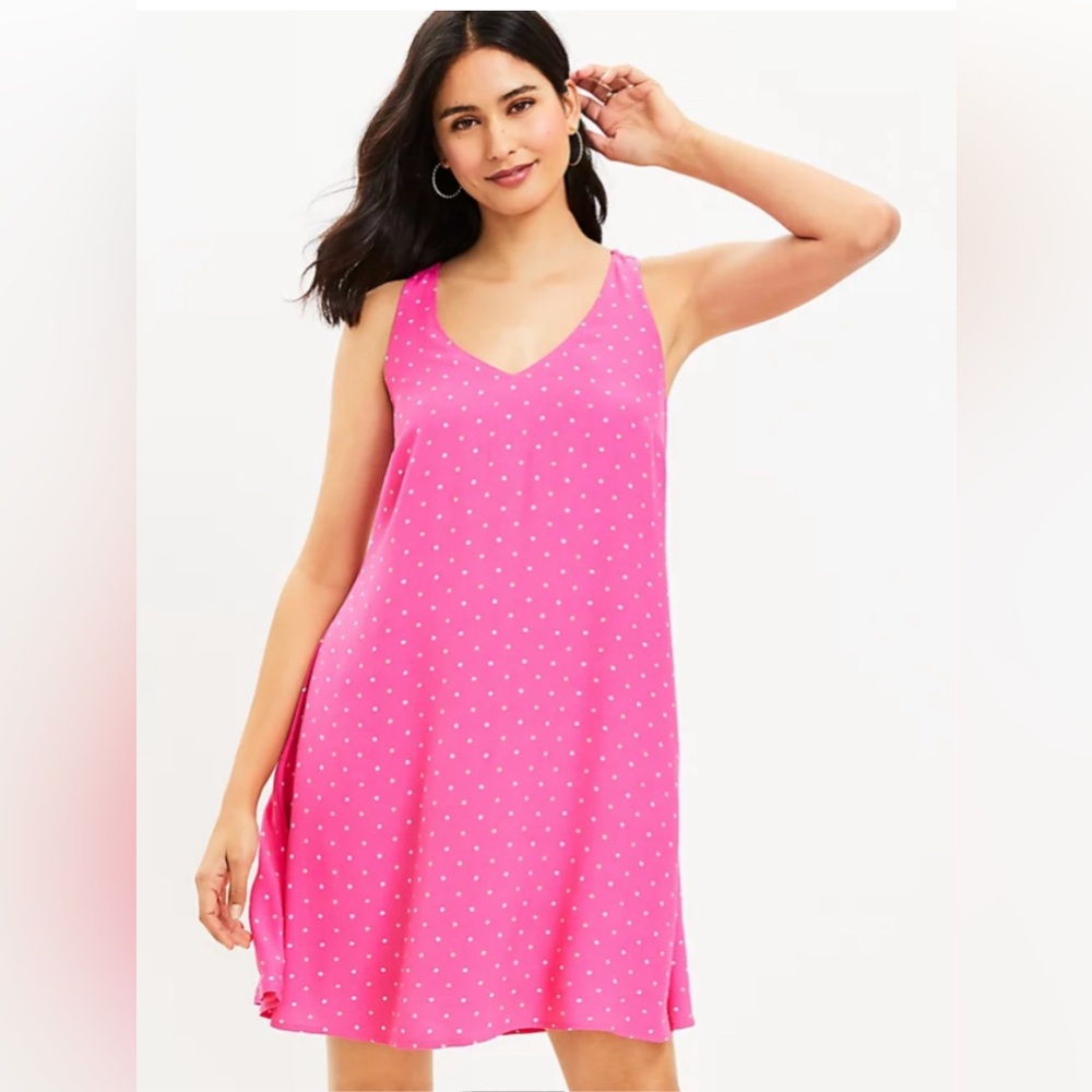 Ann Taylor LOFT Pink Polka Dot Dress